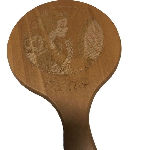 Snow white Mirror and Comb Set "KATHIE" on Mirror Wood Personalized - Picture 2 of 3